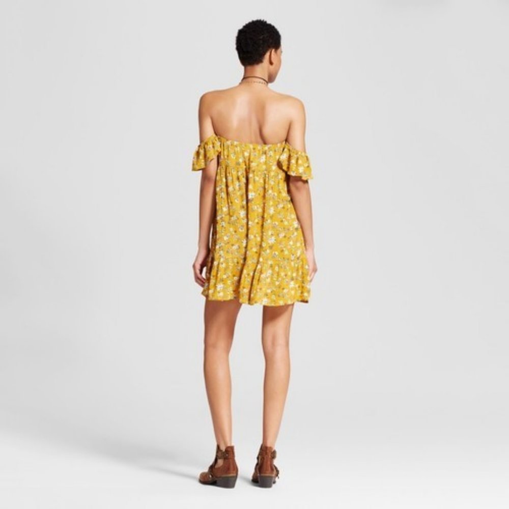 Mossimo Dress or Long Blouse Top Gold Flor… - Picture 2 of 14